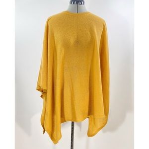 NWT Cashmere Shawl Coverup Poncho Thin Soft All Season Mustard Gold M.I.L.A.